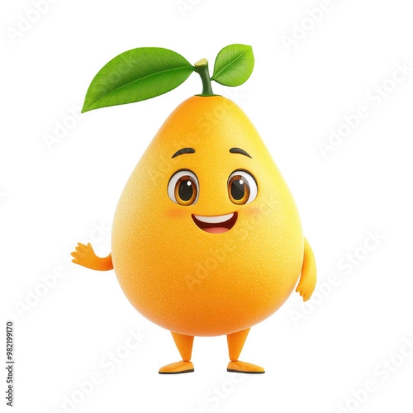 Obraz 3D cartoon character mango, isolated on a white background. png