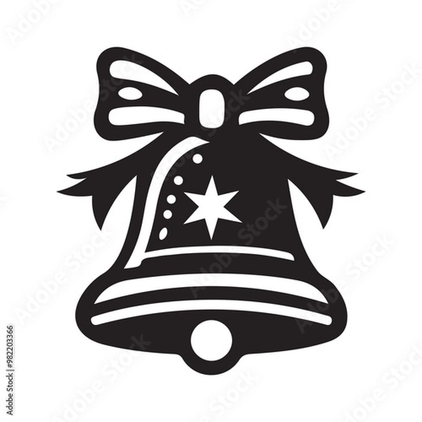 Fototapeta A Bell icon silhouette vector art illustration isolated on white background.