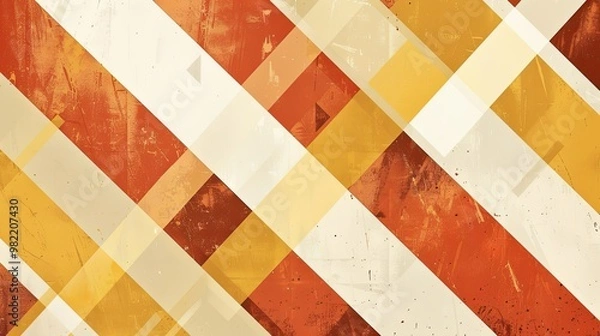 Fototapeta Geometric background with triangles and diagonal lines in terracotta yellow and cream
