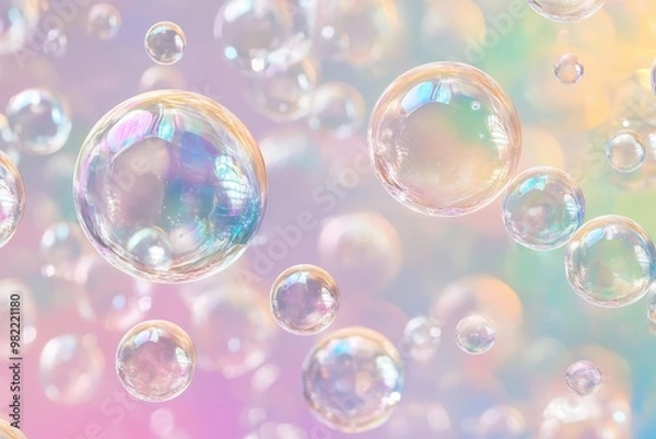 Fototapeta multi-colored soap bubbles Generative AI. Beautiful simple AI generated image