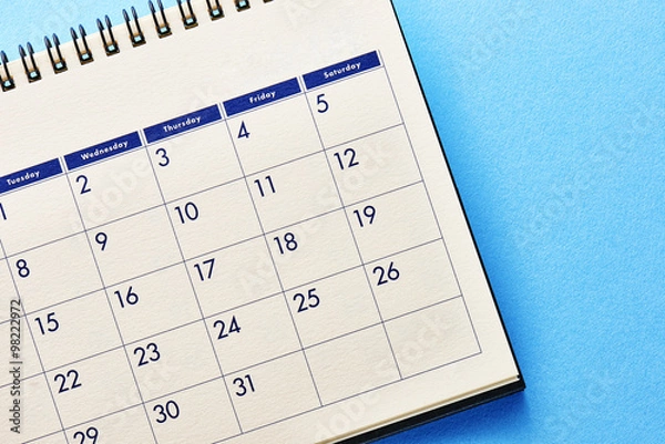 Obraz Calendar.On blue background.