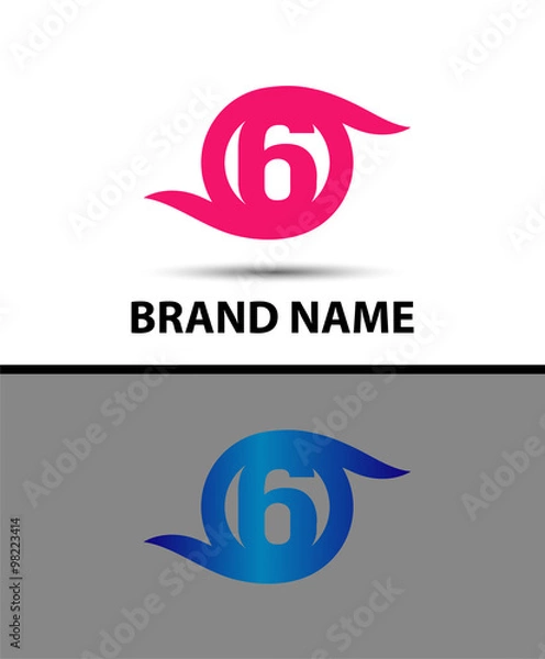 Obraz Vector sign spherical number 6 logo
