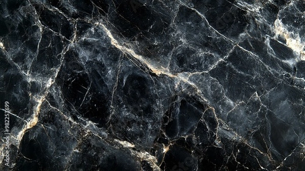 Obraz Close-up of Black Marble with Intricate Veins