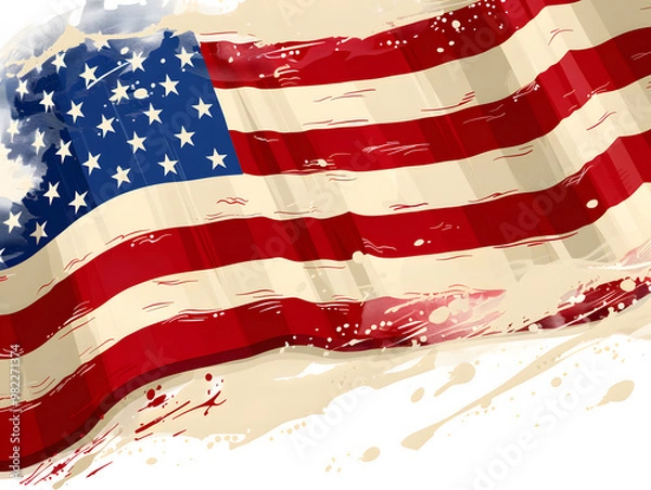 Fototapeta USA Independence Day 4th of July with national flag colors. Neural network AI generated art