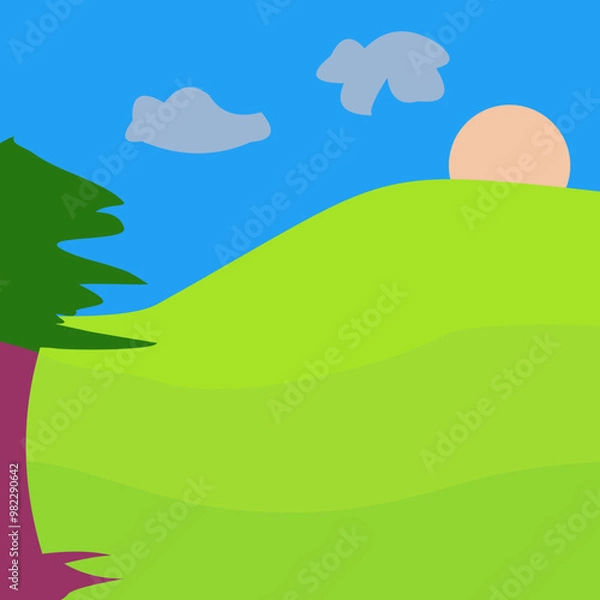 Obraz landscape with trees and mountains