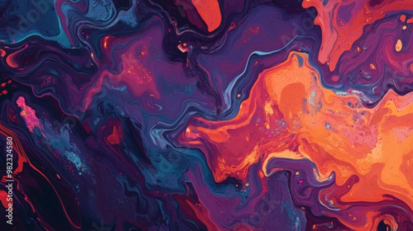 Obraz This handmade surreal abstract pattern presents a captivating interplay of forms and colors, meticulously crafted on canvas. The modern artistic composition showcases a matrix of shapes that seem .