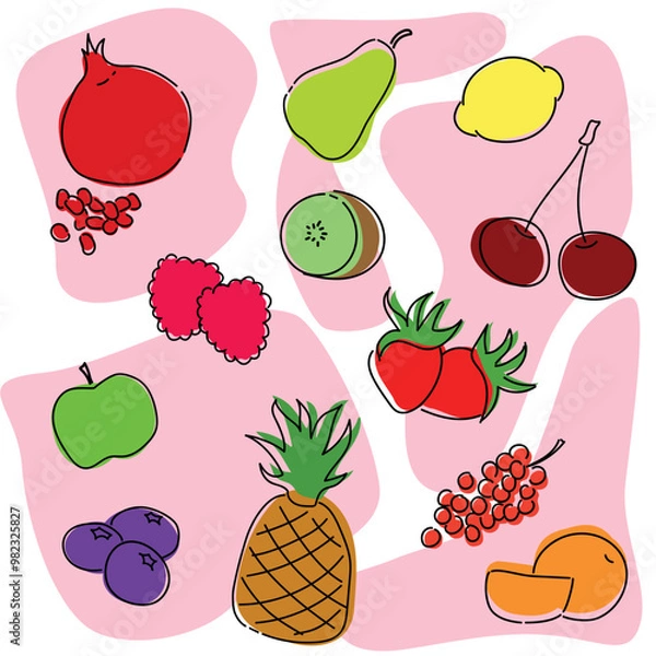 Obraz Fruit fresh illustration for your design.