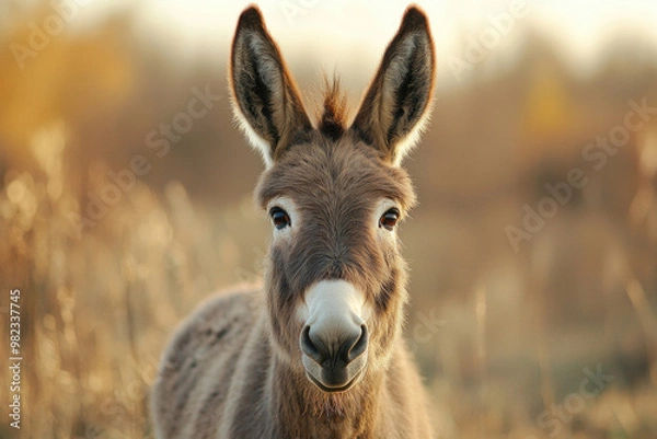 Fototapeta A happy donkey in the wild