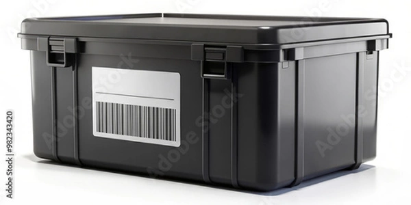 Obraz Black Storage Container with Tracking Code Label