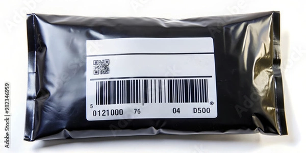 Fototapeta Black Poly Mailer with Tracking Code