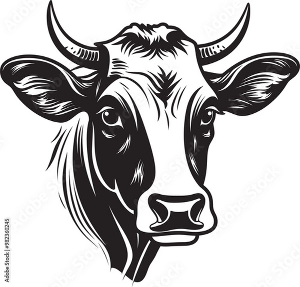 Fototapeta Abstract Cow Face with Swirling Patterns