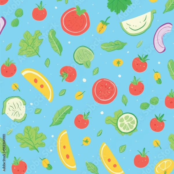 Fototapeta Colorful fresh vegetable pattern