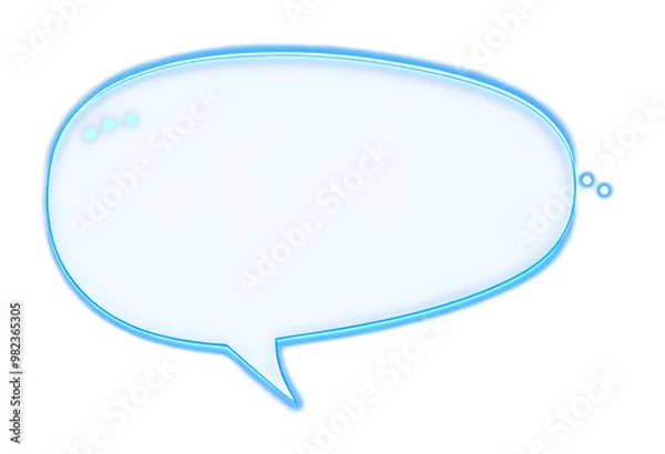 Obraz Blue outline speech bubble with dots on transparent background