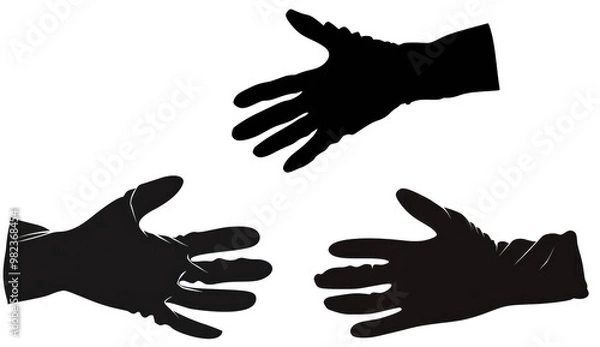 Fototapeta Three hands are shown in a black and white image