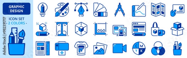 Fototapeta Icons in two colors about graphic design