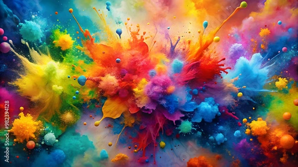 Fototapeta Vibrant paint explosion bursting with color and energy Kaleidoscopic paint splatter symbolizing passion and life.