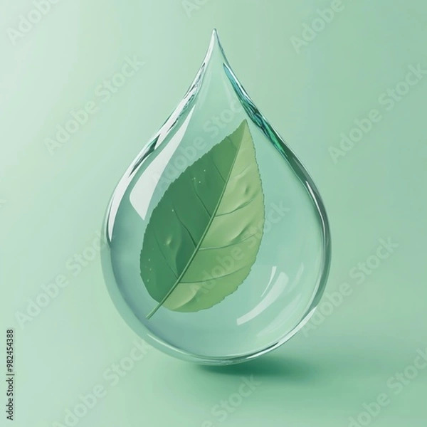 Fototapeta 3D Icon: Symbol for Saving and Conserving Water Illustration Logo