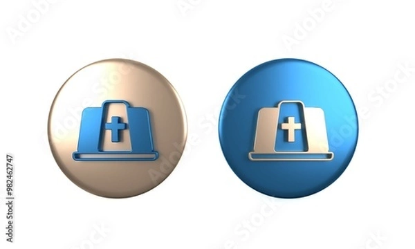 Obraz Colorful Pope hat icon isolated on white background. Christian hat sign. Circle button. 3D render illustration