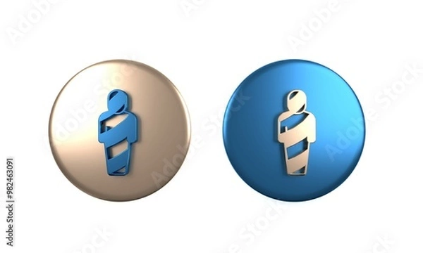 Fototapeta Colorful Egypt mummy icon isolated on white background. Circle button. 3D render illustration