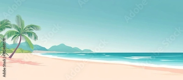 Fototapeta Isla O Playa Desierta Caribena Con Arena Blanca Y Agua Azul