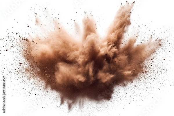 Obraz Brown Dust Explosion on White Background