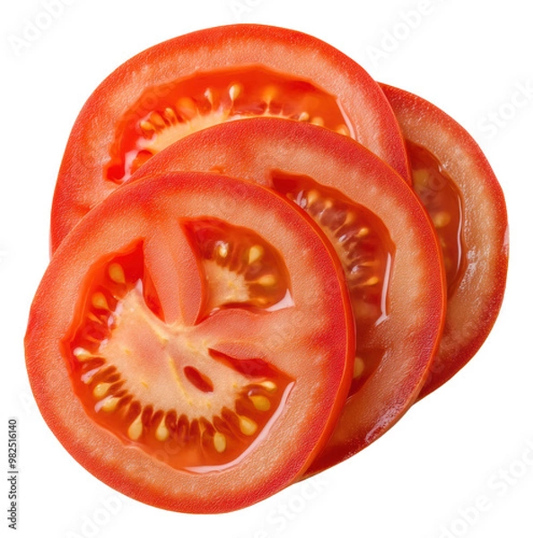 Fototapeta PNG Freshly sliced red tomatoes on a white background