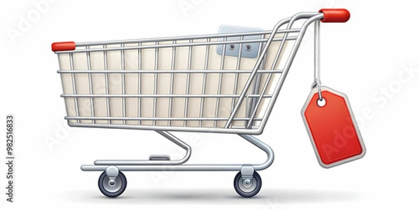 Fototapeta Isolated Shopping Cart and Sale Tag Icons | Modern Vector Design for Retail Sales Promotions & E-commerce Marketing on White Background