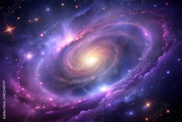 Fototapeta Mesmerizing spiral galaxy with swirling arms and stars