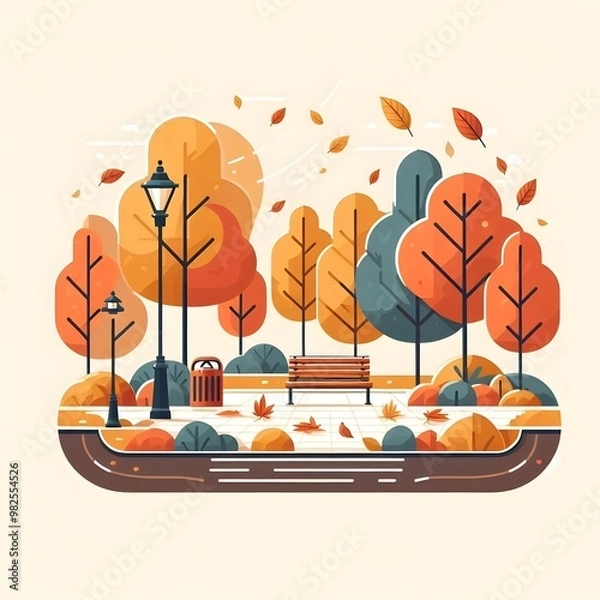 Fototapeta Flat Design Autumn Park