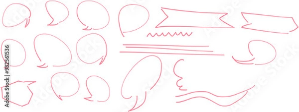 Fototapeta フリーハンドの吹き出しのイラストセット