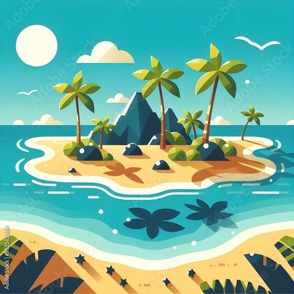 Fototapeta Flat Design Tropical Island