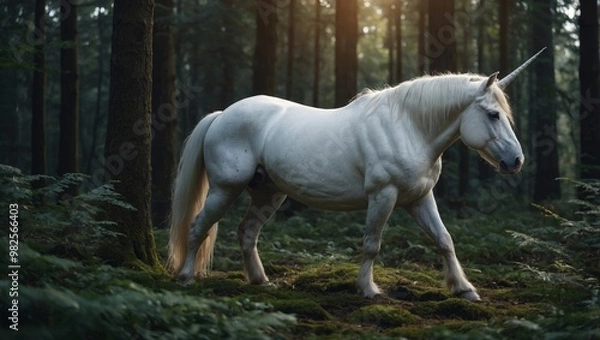 Fototapeta unicorn in the forest