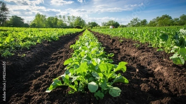 Fototapeta Composting and organic practices enriching soil health on a farm.