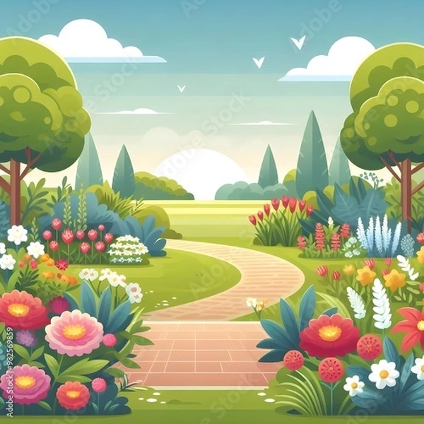 Obraz Flat Design Garden Scene