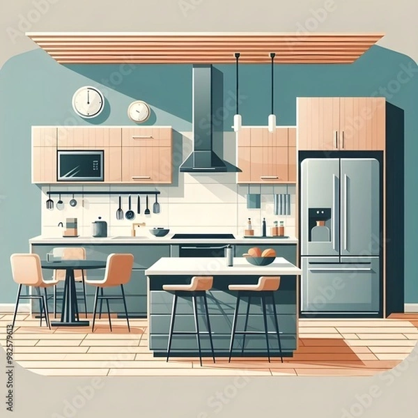 Fototapeta Flat Design Modern Kitchen