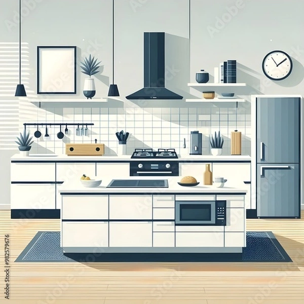 Fototapeta Flat Design Modern Kitchen