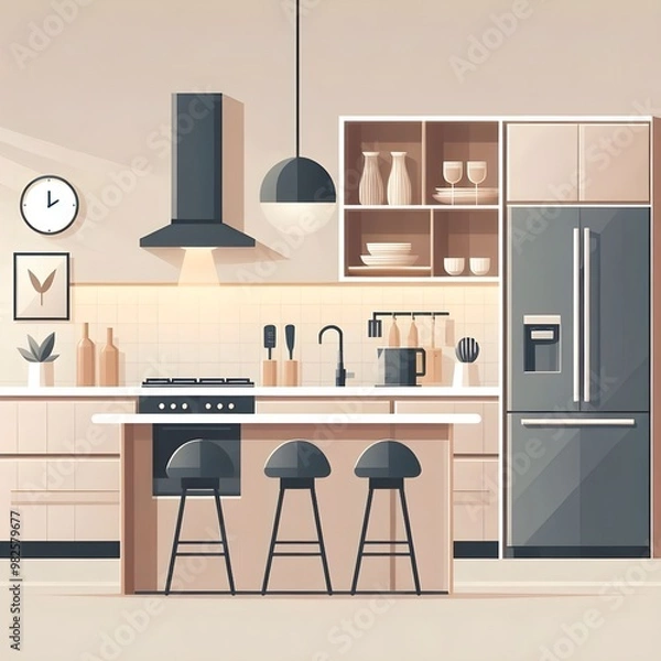 Fototapeta Flat Design Modern Kitchen