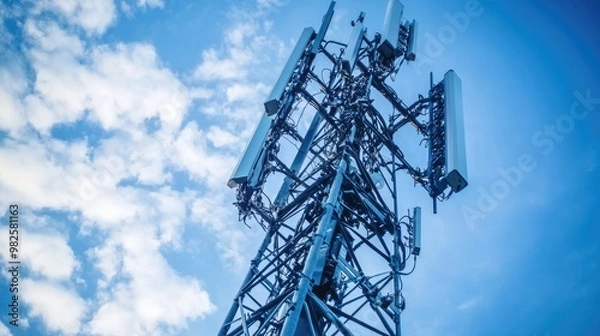 Fototapeta Includes mobile networks (4G, 5G) that support mobile phones, tablets, and IoT devices 