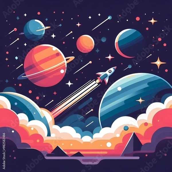 Fototapeta Flat Design Space Exploration
