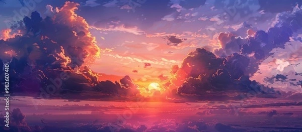 Fototapeta Beautiful Sunset With Clouds