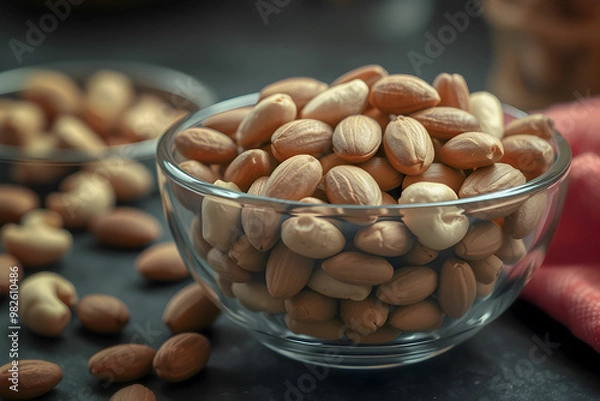 Fototapeta Mixed Nuts Bowl: Almonds, Peanuts, and Cashews