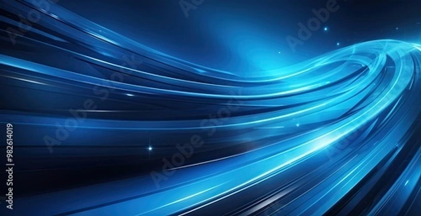 Fototapeta Abstract blue background with curved lines, created by ai generated