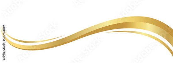 Fototapeta gold wave curve, golden wave corner shape for element, stripes ribbon golden graphic, striped gold
