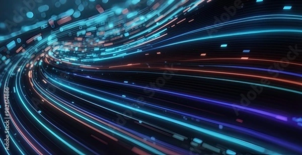 Fototapeta Abstract light speed background, created by ai generated