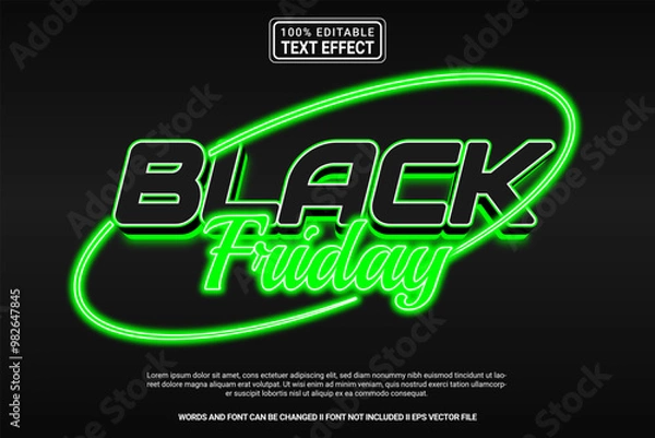 Fototapeta Editable text effect Black Friday 3d cartoon template style modren premium vector