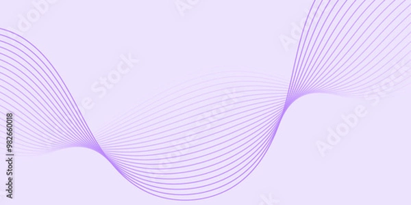 Fototapeta Abstract background with lines and waves. Medium banner size. Element for design. Vector background for brochure, booklet, flyer, poster. Purple gradient