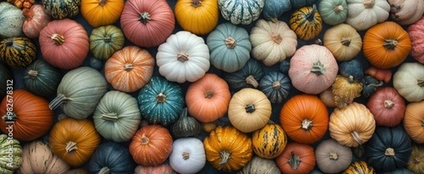 Obraz Vibrant Autumn Pumpkin Display: A Harvest of Colors