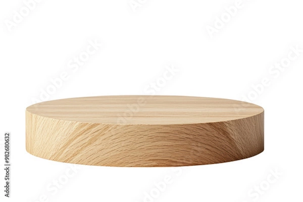 Fototapeta Natural wood round display platform with a simple and clean design, perfect for eco-friendly or minimalist presentations. Isolated on transparent background, png.