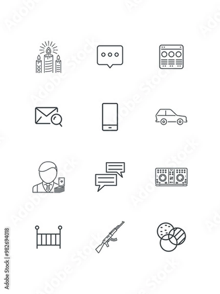 Fototapeta Set of thin line web icon set, set of icons for web design, vector illustration