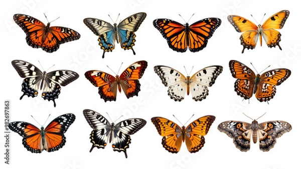 Fototapeta Butterfly animal png element set, transparent background